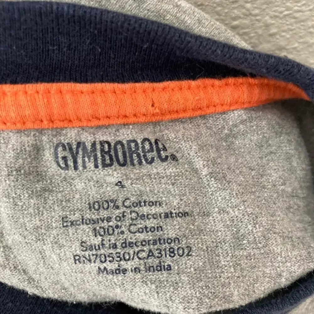 Gymboree Double Sleeve Tee - Football, Pizza - Gray Blue - 4